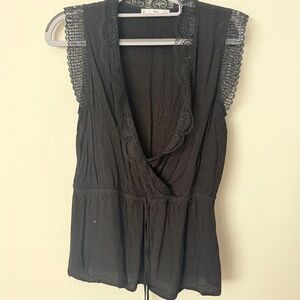 Mango Black Lace Detail Women's Blouse